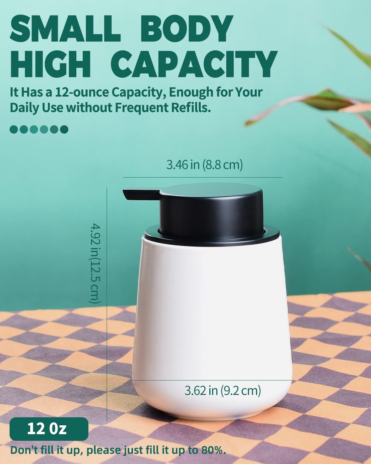 Bosilunlife Foam Soap Dispenser - 12Oz Matte White Ceramic Foaming Hand Soap Dispenser For Bathroom Refillable Liquid Kitchen Di